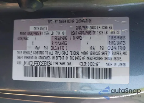 2013 Mazda Mx-5 Miata Sport z USA, uszkodzony, nr VIN JM1NC2JF9D0233134